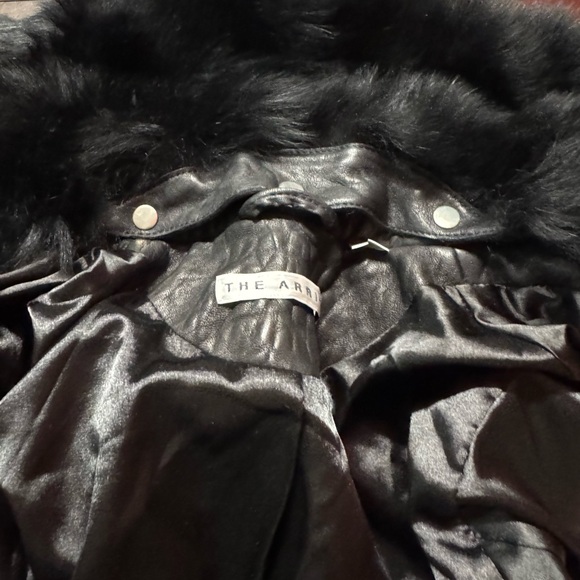 The Arrivals Women Real Black Lamb Leather and Detachable Fur collar Jacket M - Picture 8 of 12